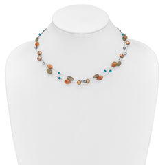 Labradorite/Red Moonstone/FW Cultured Pearl/Crystal Necklace