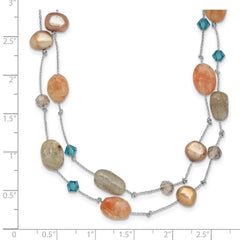 Labradorite/Red Moonstone/FW Cultured Pearl/Crystal Necklace