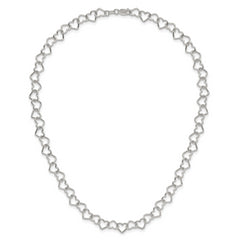 Sterling Silver 18inch Polished Fancy Heart Link Necklace
