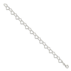 Sterling Silver 8inch Polished Fancy Heart Link Bracelet