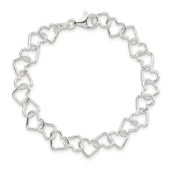 Sterling Silver 7.5inch Polished Fancy Heart Link Bracelet