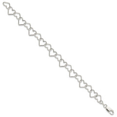 Sterling Silver 8inch Polished Fancy Large Heart Link Bracelet