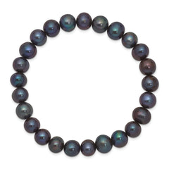 8-9mm Black Near-Round Freshwater Cultured Pearl Stretch Bracelet
