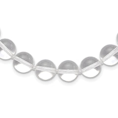 Sterling Silver 12-12.5mm Smooth Beaded Clear Crystal Necklace