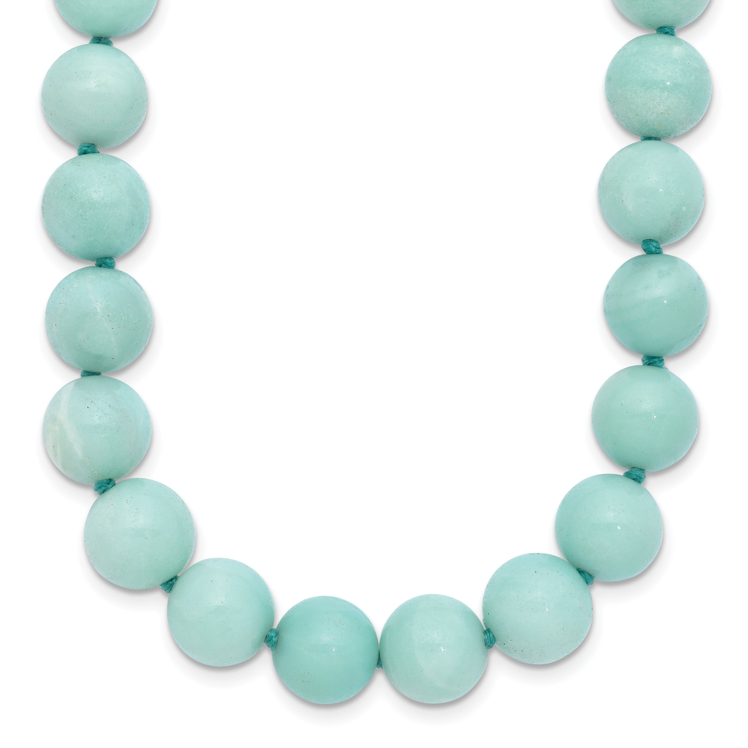 10-10.5mm Smooth Beaded Amazonite Necklace With Sterling S.RH Clasp