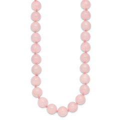 10-10.5mm Smooth Beaded Rose Quartz Necklace With Sterling S.RH Clasp