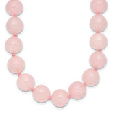 10-10.5mm Smooth Beaded Rose Quartz Necklace With Sterling S.RH Clasp