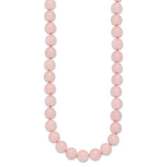 8-8.5mm Smooth Beaded Rose Quartz Necklace With Sterling S.RH Clasp
