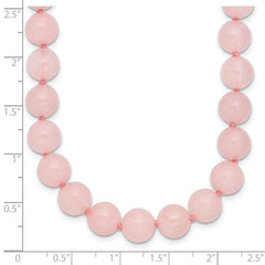 8-8.5mm Smooth Beaded Rose Quartz Necklace With Sterling S.RH Clasp