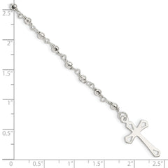 Sterling Silver Polished Bead Rosary 7.5 inch Bracelet