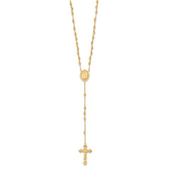 Sterling Silver Flash Gold-plated Polished Rosary Necklace