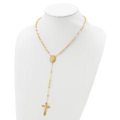 Sterling Silver Flash Gold-plated Polished Rosary Necklace