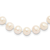 Sterling Silver Rhodium-plated 8-9mm White Near-Round Freshwater Cultured Pearl 28 inch Necklace