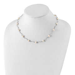 Sterling Silver Rhodium-plated 6-7mm White Near-Round Freshwater Cultured Pearl 18-Station 18 inch Necklace