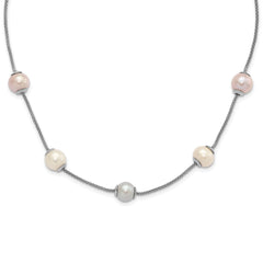 Sterling Silver 9-11mm Multi-color Freshwater Cultured Pearl With 2in ext. Necklace