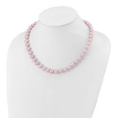 Sterling Silver Rhodium-plated 9-10mm Purple Near-Round Freshwater Cultured Pearl 18 inch Necklace