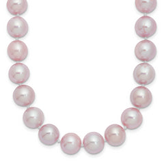 Sterling Silver Rhodium-plated 9-10mm Purple Near-Round Freshwater Cultured Pearl 24 inch Necklace