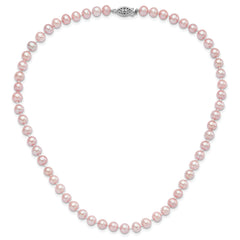 Sterling Silver Rhodium-plated 6-7mm Purple Near-Round Freshwater Cultured Pearl 24 inch Necklace