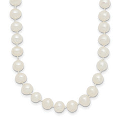Sterling Silver Rhodium-plated 5-6mm White Near-Round Freshwater Cultured Pearl 28 inch Necklace