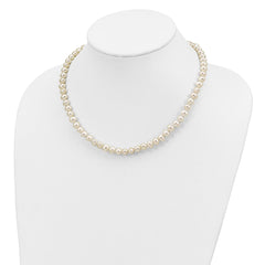 Sterling Silver Rhodium-plated 6-7mm White Semi-Round Freshwater Cultured Pearl 18 inch Necklace, 7.25 in Bracelet and Button Post Earrings Set