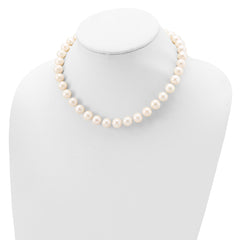 Sterling Silver Rhodium-plated 10-11mm White Near-Round Freshwater Cultured Pearl 24 inch Necklace