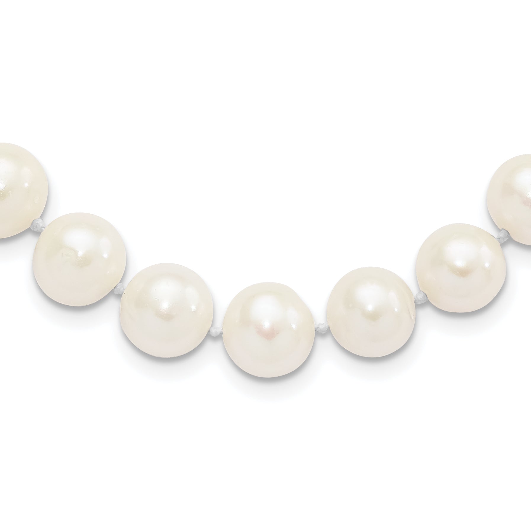 Sterling Silver Rhodium-plated 10-11mm White Near-Round Freshwater Cultured Pearl 24 inch Necklace