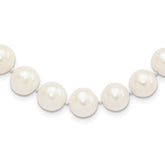 Sterling Silver Rhodium-plated 10-11mm White Near-Round Freshwater Cultured Pearl 24 inch Necklace