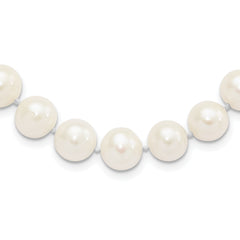 Sterling Silver Rhodium-plated 10-11mm White Near-Round Freshwater Cultured Pearl 24 inch Necklace