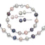 Grey/Pink/Black Pearl Earrings Set Bracelet in Sterling Silver, 7mm - Sophia Jewelers