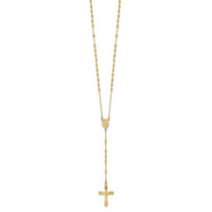 Sterling Silver Flash Gold-plated Polished Crucifix Rosary 18 inch Necklace