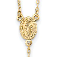 Sterling Silver Flash Gold-plated Polished Crucifix Rosary 18 inch Necklace