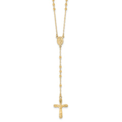 Sterling Silver Flash Gold-plated Polished Crucifix Rosary 18 inch Necklace
