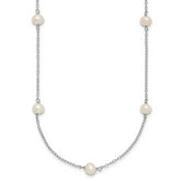 Sterling Silver Rhodium-plated White Near Round Freshwater Cultured Pearl 8-station 20 inch Necklace
