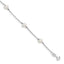 Sterling Silver Rhodium-plated 5-6mm White Round Freshwater Cultured Pearl 5-Station 7 inch Bracelet