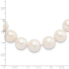 Sterling Silver Rhodium-plated 11-12mm White Near-Round Freshwater Cultured Pearl 24 inch Necklace