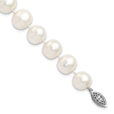 Sterling Silver Rhodium-plated 11-12mm White Near-Round Freshwater Cultured Pearl 7.25 inch Bracelet