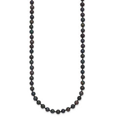 Sterling Silver Rhodium-plated 4-5mm Black Near-Round Freshwater Cultured Pearl 18 inch Necklace