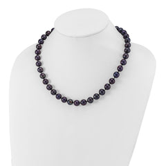 Sterling Silver Rhodium-plated 10-11mm Black Near-Round Freshwater Cultured Pearl 18 inch Necklace
