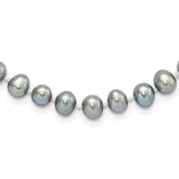 Sterling Silver Rhodium-plated 6-7mm Grey Near-Round Freshwater Cultured Pearl 24 inch Necklace