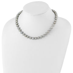 Sterling Silver Rhodium-plated 8-9mm Grey Near-Round Freshwater Cultured Pearl 16 inch Necklace