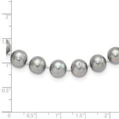 Sterling Silver Rhodium-plated 8-9mm Grey Near-Round Freshwater Cultured Pearl 16 inch Necklace