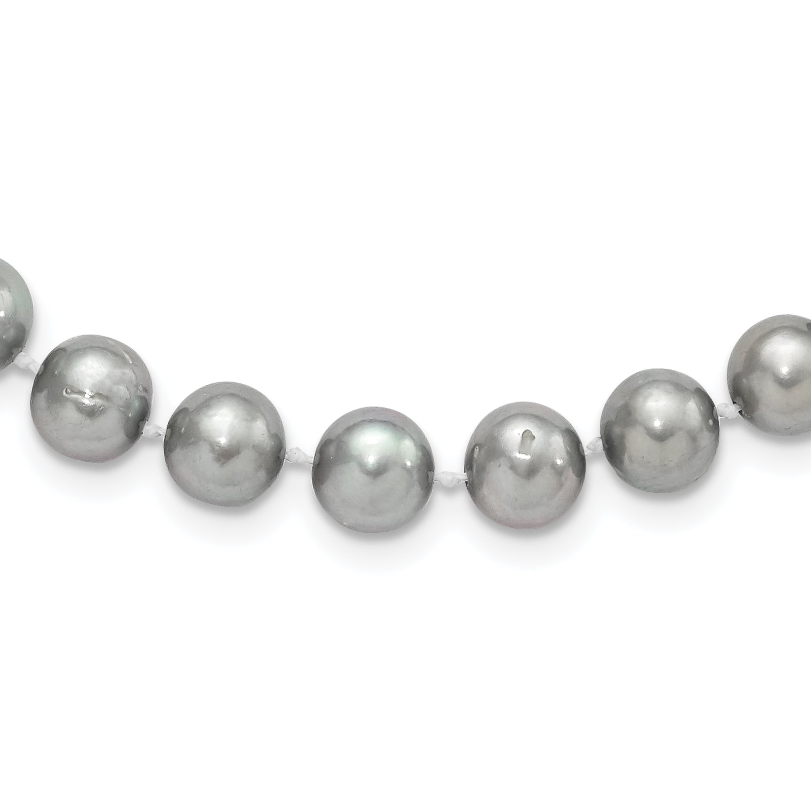 Sterling Silver Rhodium-plated 8-9mm Grey Near-Round Freshwater Cultured Pearl 16 inch Necklace