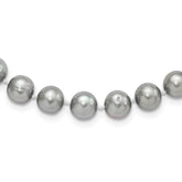 Sterling Silver Rhodium-plated 8-9mm Grey Near-Round Freshwater Cultured Pearl 16 inch Necklace
