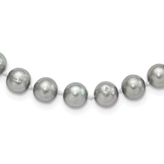 Sterling Silver Rhodium-plated 8-9mm Grey Near-Round Freshwater Cultured Pearl 16 inch Necklace