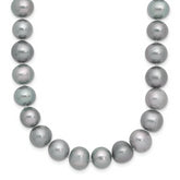 Sterling Silver Rhodium-plated 8-9mm Grey Near-Round Freshwater Cultured Pearl 24 inch Necklace