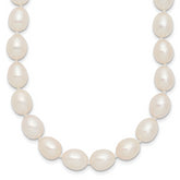 Sterling Silver Rhodium-plated 7-8mm White Rice Freshwater Cultured Pearl18 inch Necklace