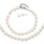 Sterling Silver Rhodium-plated 6-7mm White Semi-Round Freshwater Cultured Pearl 18 inch with 2 inch Extension Necklace, 7 inch Bracelet and Button Post Earrings Set