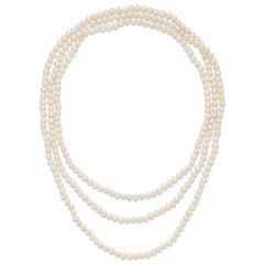 6-7mm White Semi-round Freshwater Cultured Pearl Endless 80 inch Necklace