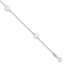 Sterling Silver Rhodium-plated 7-8mm White Semi-Round Freshwater Cultured Pearl 3-Station 7.5 inch Bracelet
