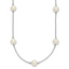 Sterling Silver Rhodium-plated 7-8mm White Near Round Freshwater Cultured Pearl 9-station 20 inch Necklace